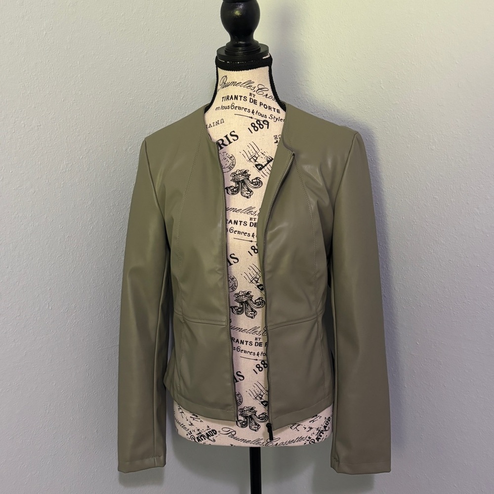 OVS Blazer Faux Leather Size XS Green